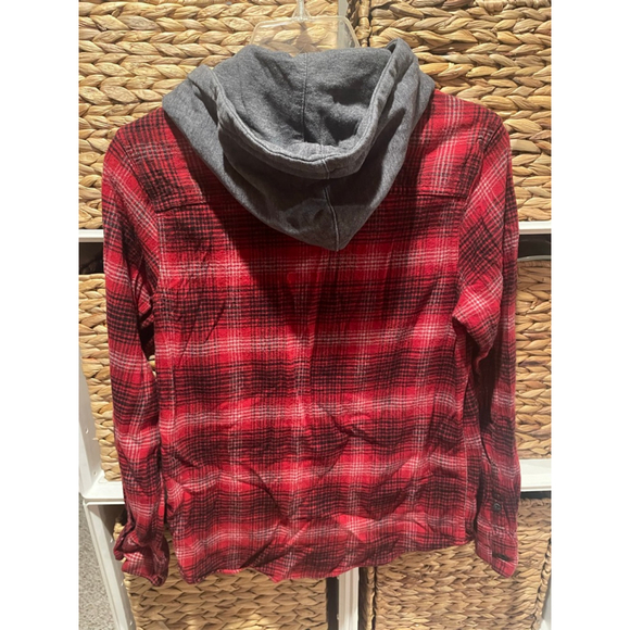 Boys Flannel Hoodie Shirts (XL) Plaid Flannel Button-down shirts (Set of 2) - Picture 3 of 7